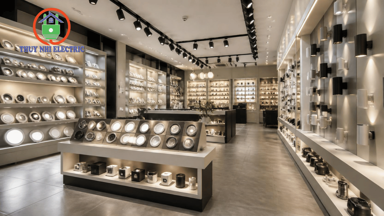 Showroom Thiết bị điện Thúy Nhi phân phối đèn LED âm trần chính hãng