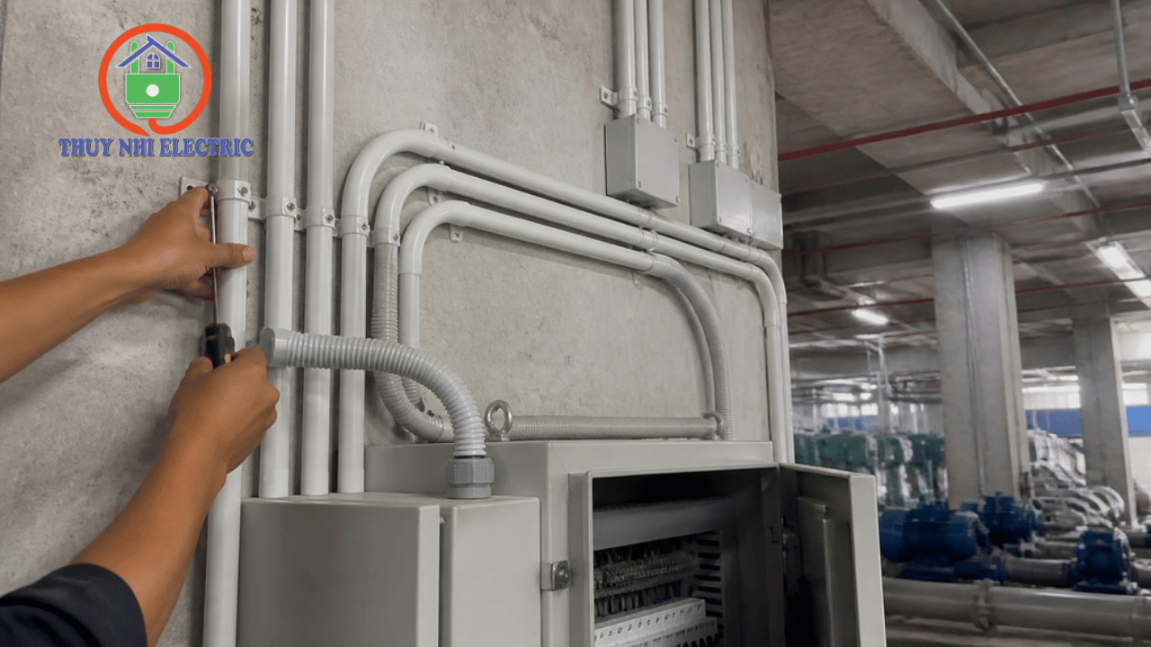 Lắp đặt ống luồn dây điện PVC bảo vệ dây dẫn trong công trình