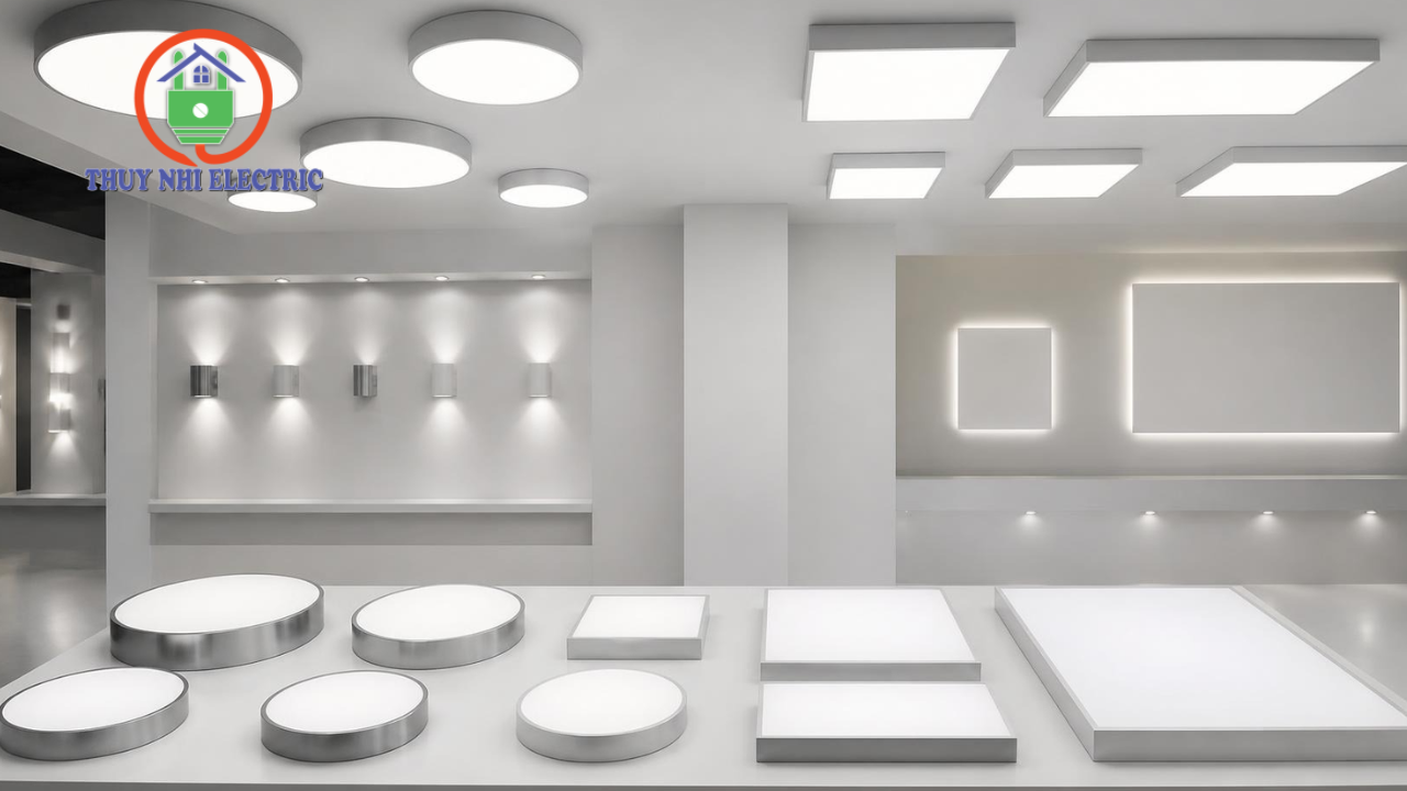 Các mẫu đèn LED ốp trần đa dạng kiểu dáng và công suất