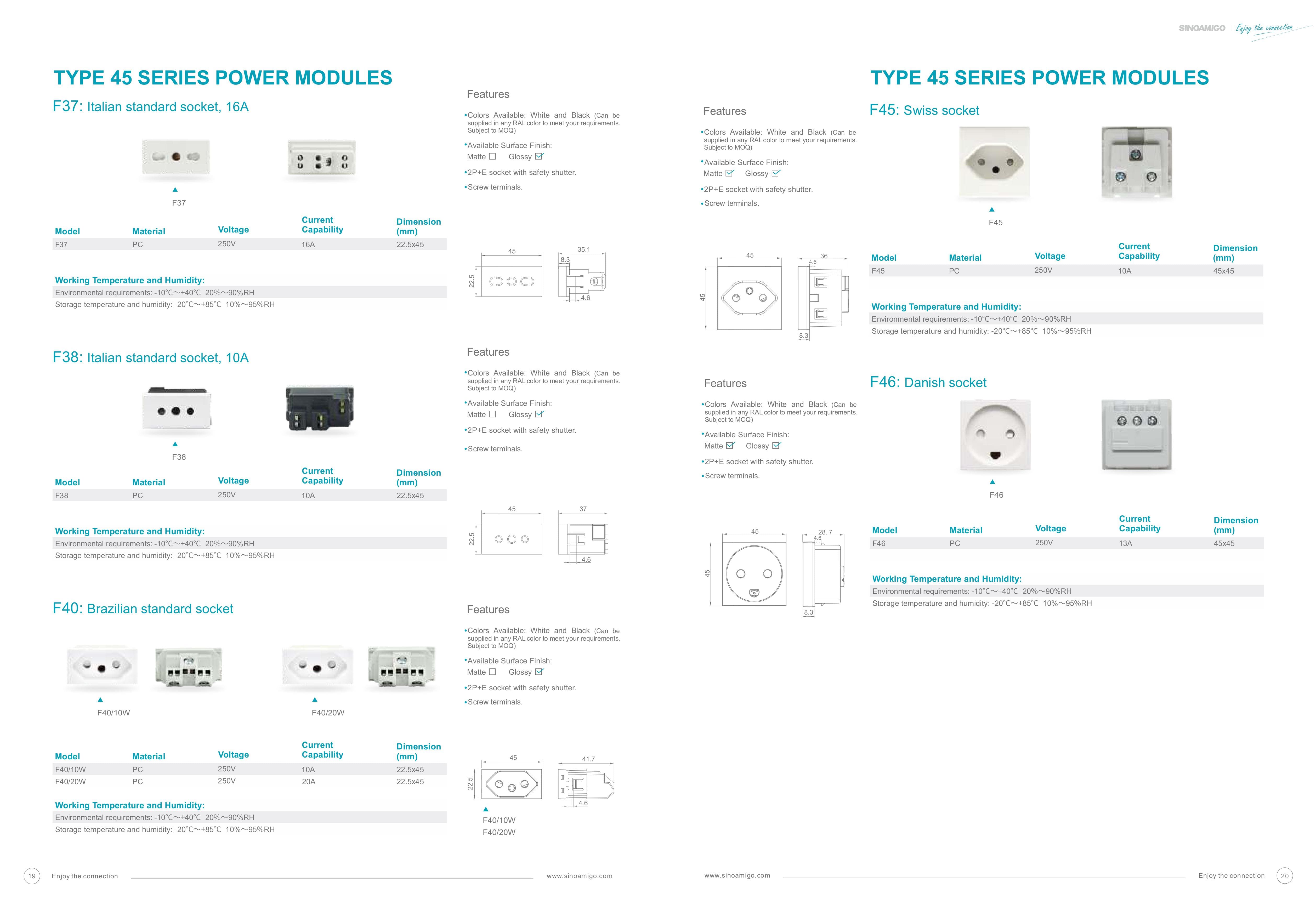 Catalog Type 45 Modules Ổ Cắm Phụ Kiện - Modular Sockets