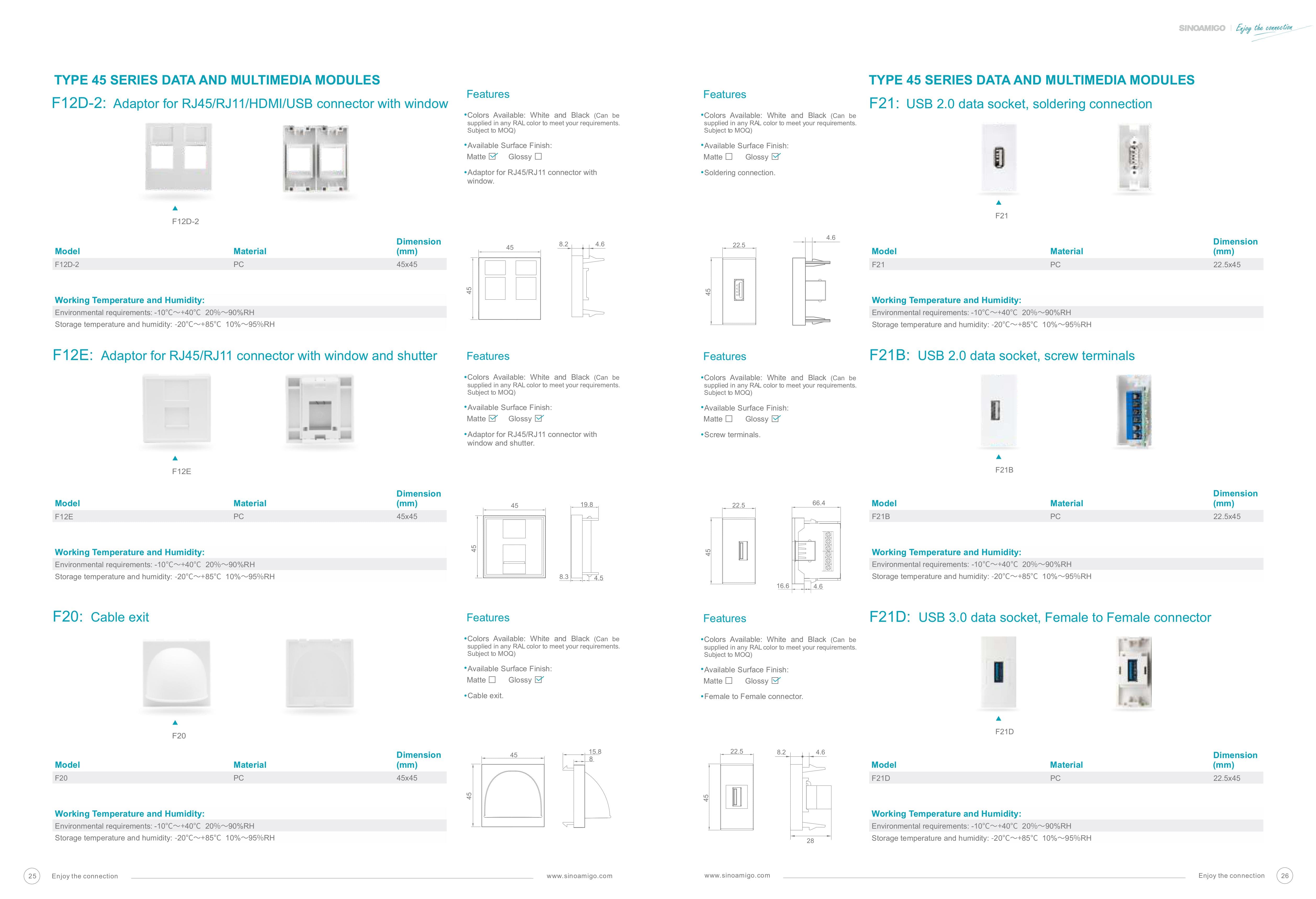 Catalog Type 45 Modules Ổ Cắm Phụ Kiện - Modular Sockets