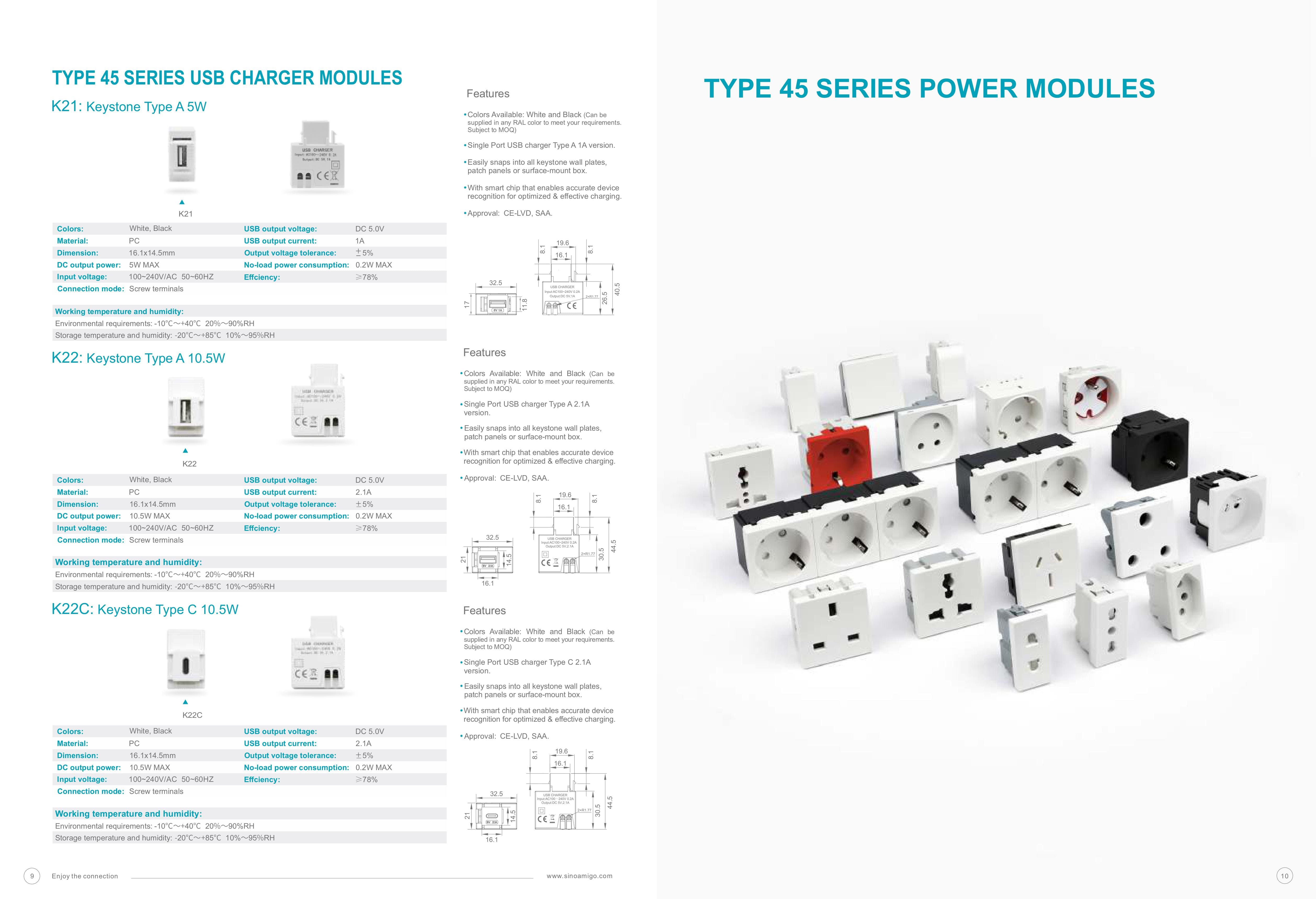 Catalog Type 45 Modules Ổ Cắm Phụ Kiện - Modular Sockets