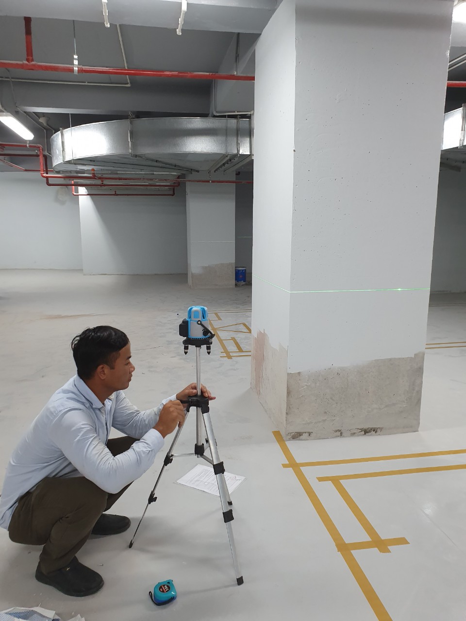 Thi công kẻ vạch, tổ chức giao thông tầng hầm