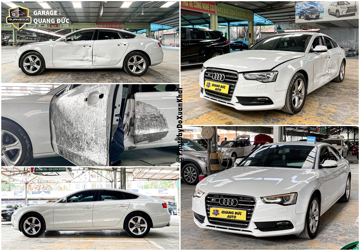 PHỤC HỒI XE TAI NẠN AUDI S5 - SỬA CHỮA CỘT, HAI CỬA KHÔNG VIỀN BÊN SƯỜN LÁI