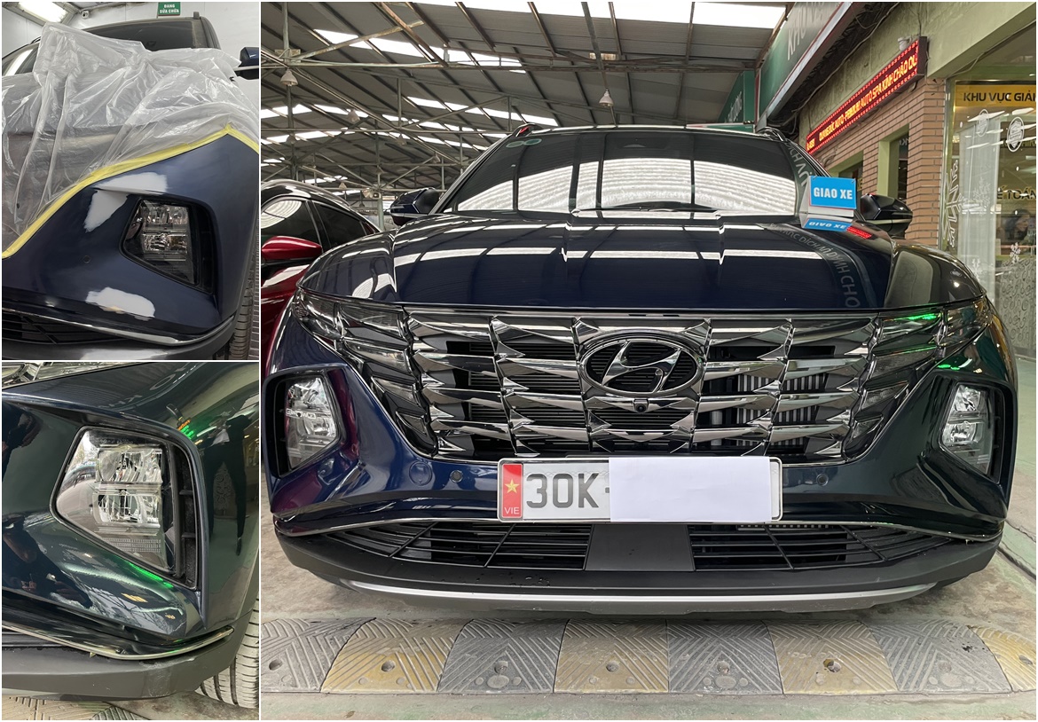 SƠN XE HYUNDAI TUCSON 2023 BỊ XƯỚC DO VA CHẠM PHẦN BDS VÀ ỐP NHỰA ĐEN