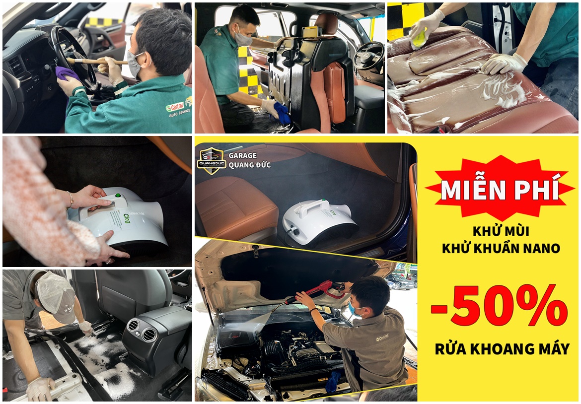 DỌN NỘI THẤT Ô TÔ KHUYẾN MẠI KHỬ MÙI KHỬ KHUẨN & RỬA KHOANG MÁY