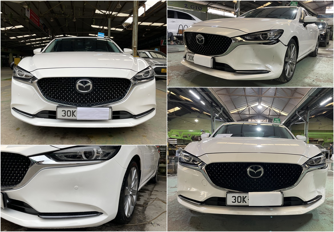 SỬA VẾT MÓP XE MAZDA6 BỊ TAI NẠN VA CHẠM PHẦN BDS TRƯỚC VỠ ĐÈN GẦM