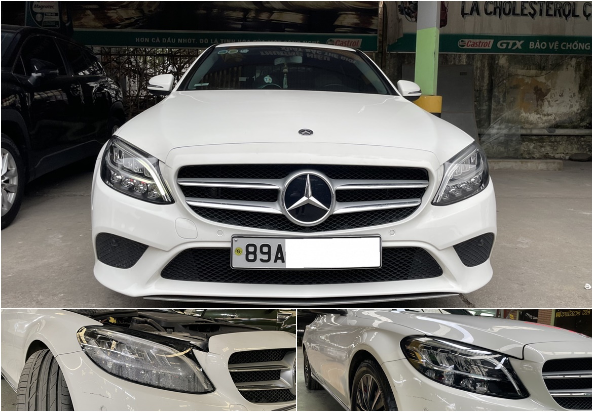 SỬA ĐÈN XE MERCEDES C200 2019 BỊ VỠ GÂY HẤP HƠI