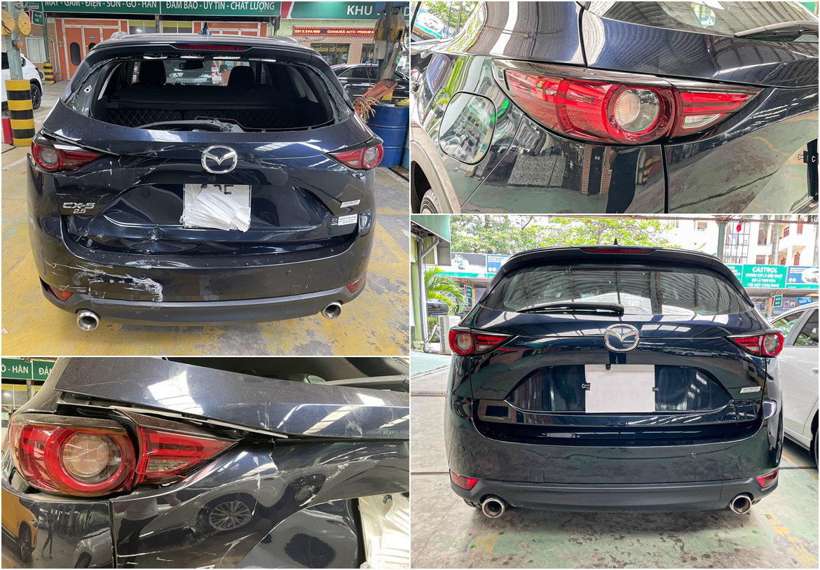 SỬA VẾT MÓP CỐP XE MAZDA CX5 BỊ TAI NẠN VA CHẠM PHẦN BDS SAU