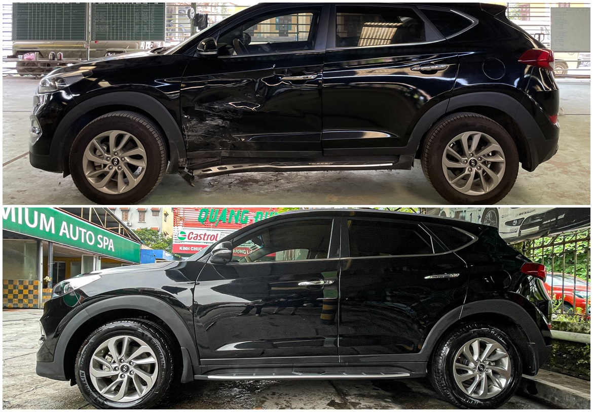 SỬA VẾT MÓP CỬA XE HYUNDAI TUCSON BỊ TAI NẠN