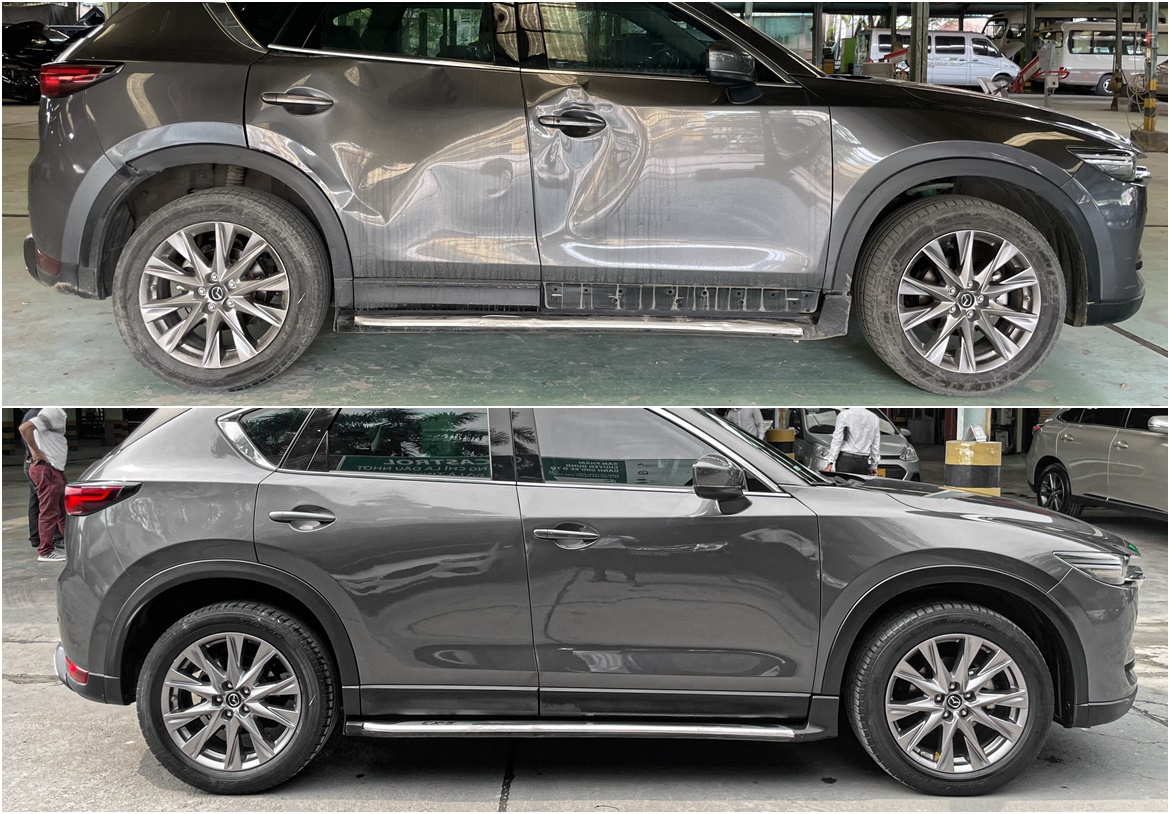 SỬA VẾT MÓP XE MAZDA CX5 2019 BỊ TAI NẠN VA CHẠM CỬA BÊN PHỤ