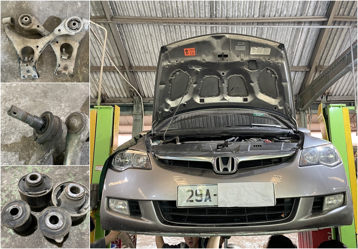 HONDA CIVIC 2007 THAY ROTUYN CÂN BẰNG, ROTUYN LÁI NGOÀI, CAO SU CÀNG A, ĐẠI TU THƯỚC LÁI