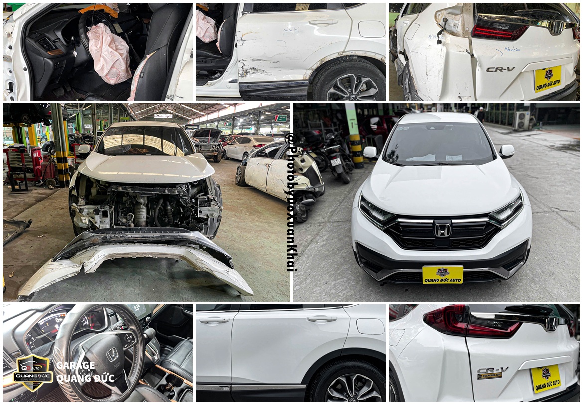 PHỤC HỒI HONDA CR-V NỔ TÚI KHÍ, VỠ ĐÈN, BIẾN DẠNG CỬA, MÓP CAPO...