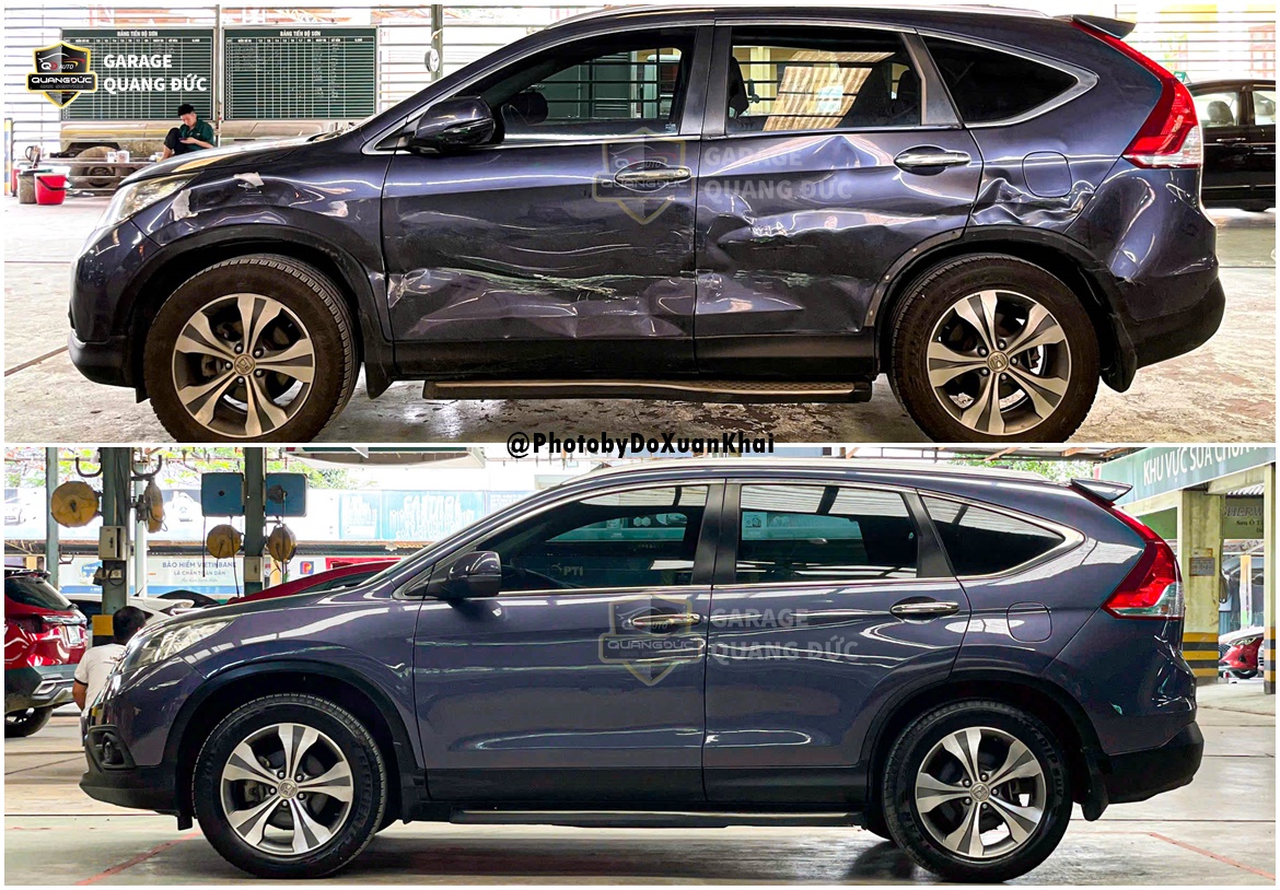 PHỤC HỒI XE TAI NẠN HONDA CR-V 2013 HƯ HỎNG CÁC VỊ TRÍ THÂN VỎ BÊN LÁI