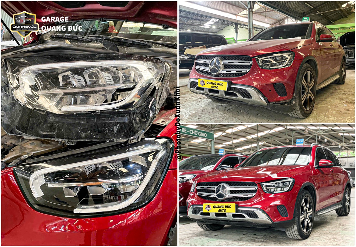 THAY ĐÈN PHA COS XỊN CHO MERCEDES GLC200 & PHỤC HỒI NHANH CẢN TRƯỚC