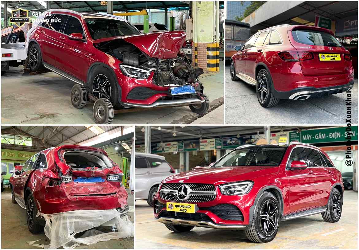PHỤC HỒI MERCEDES GLC300 2021 TAI NẠN NẶNG VỚI NHIỀU HƯ HỎNG TẠI VỊ TRÍ ĐẦU & ĐUÔI XE