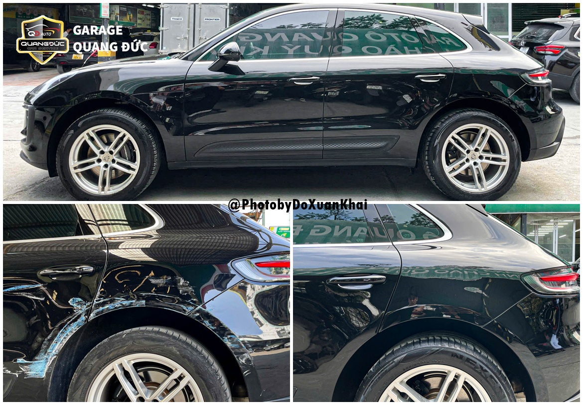 PHỤC HỒI NHANH PORSCHE MACAN MÓP HÔNG, CỬA SAU MÀU ĐEN NGUYÊN BẢN