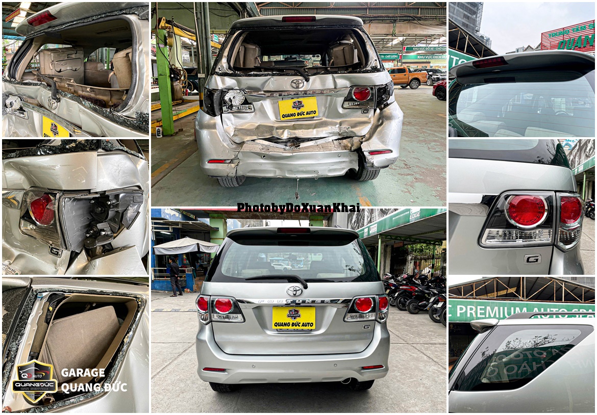 PHỤC HỒI TAI NẠN XE TOYOTA FORTUNER MÓP CỐP NẶNG, VỠ KÍNH, VỠ ĐÈN, BIẾN DẠNG SẮT XY...