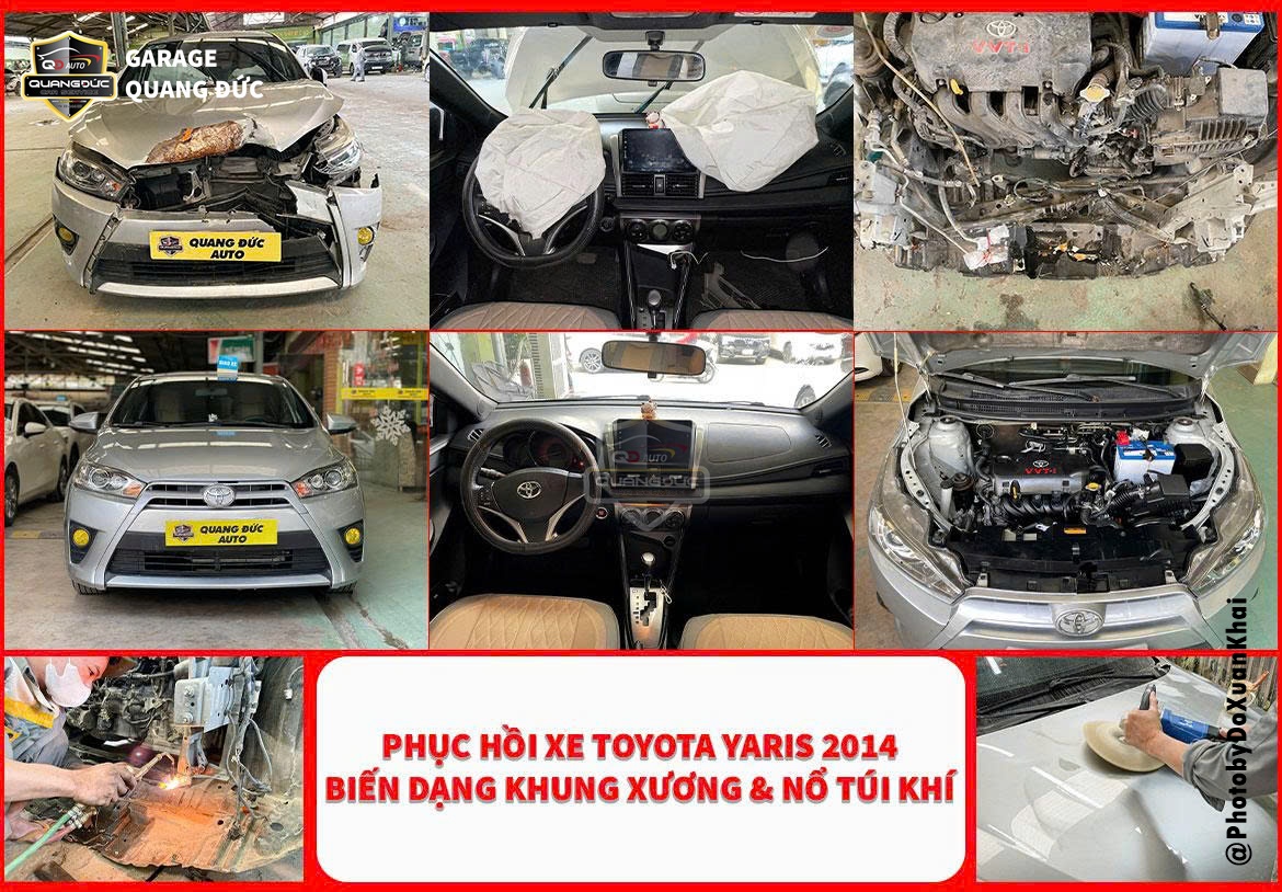 PHỤC HỒI TAI NẠN TOYOTA YARIS BIẾN DẠNG KHUNG XƯƠNG & NỔ TÚI KHÍ