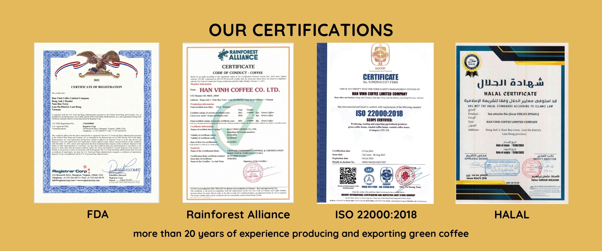 OUR CERTIFICATIONS