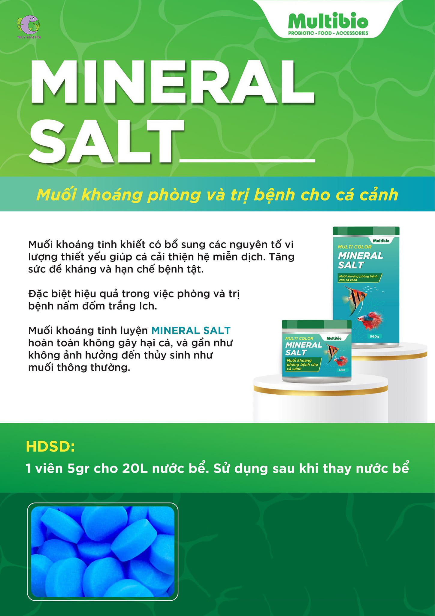Muối Khoáng Phòng Bệnh Mineral Salt MULTI COLOR | Thủy Sinh Tím