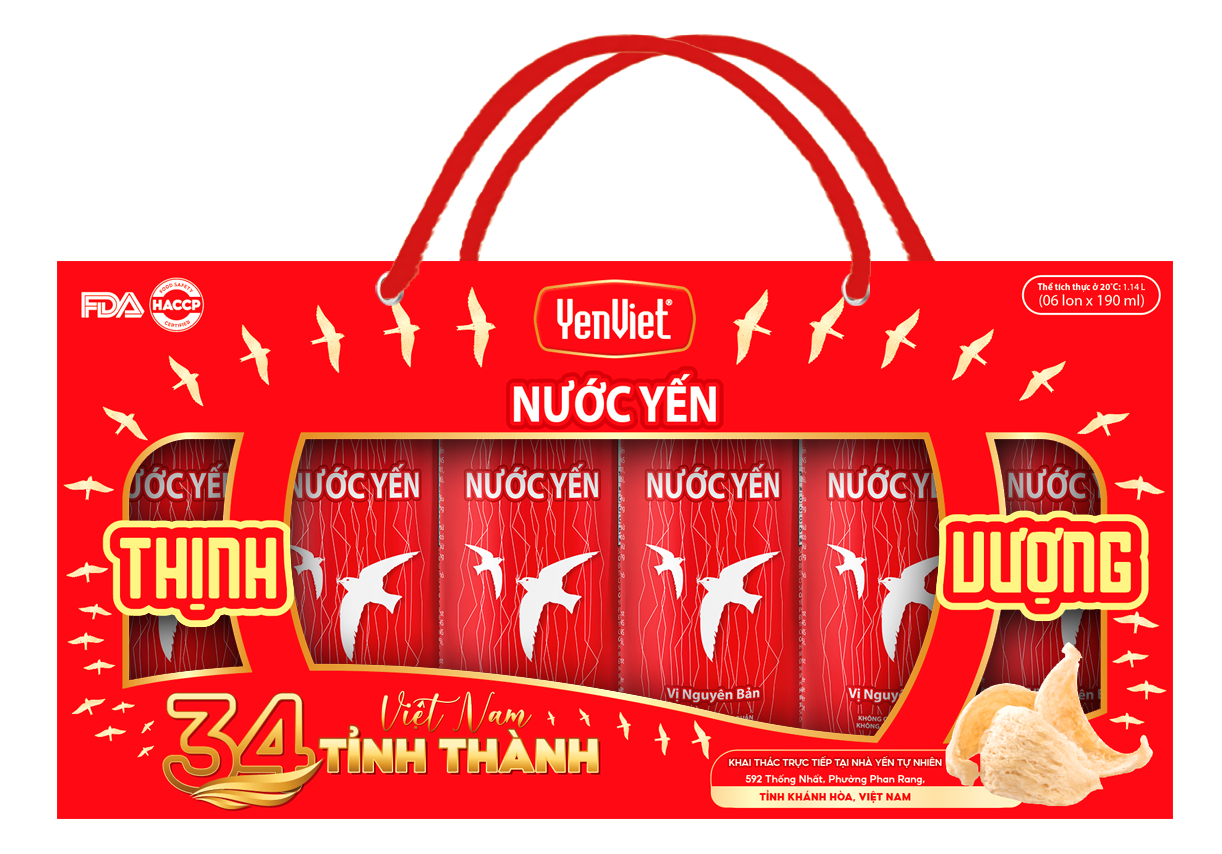 Nước Yến YenViet Vị Nguyên Bản [Hộp Ngang 06 lon x 190ml]