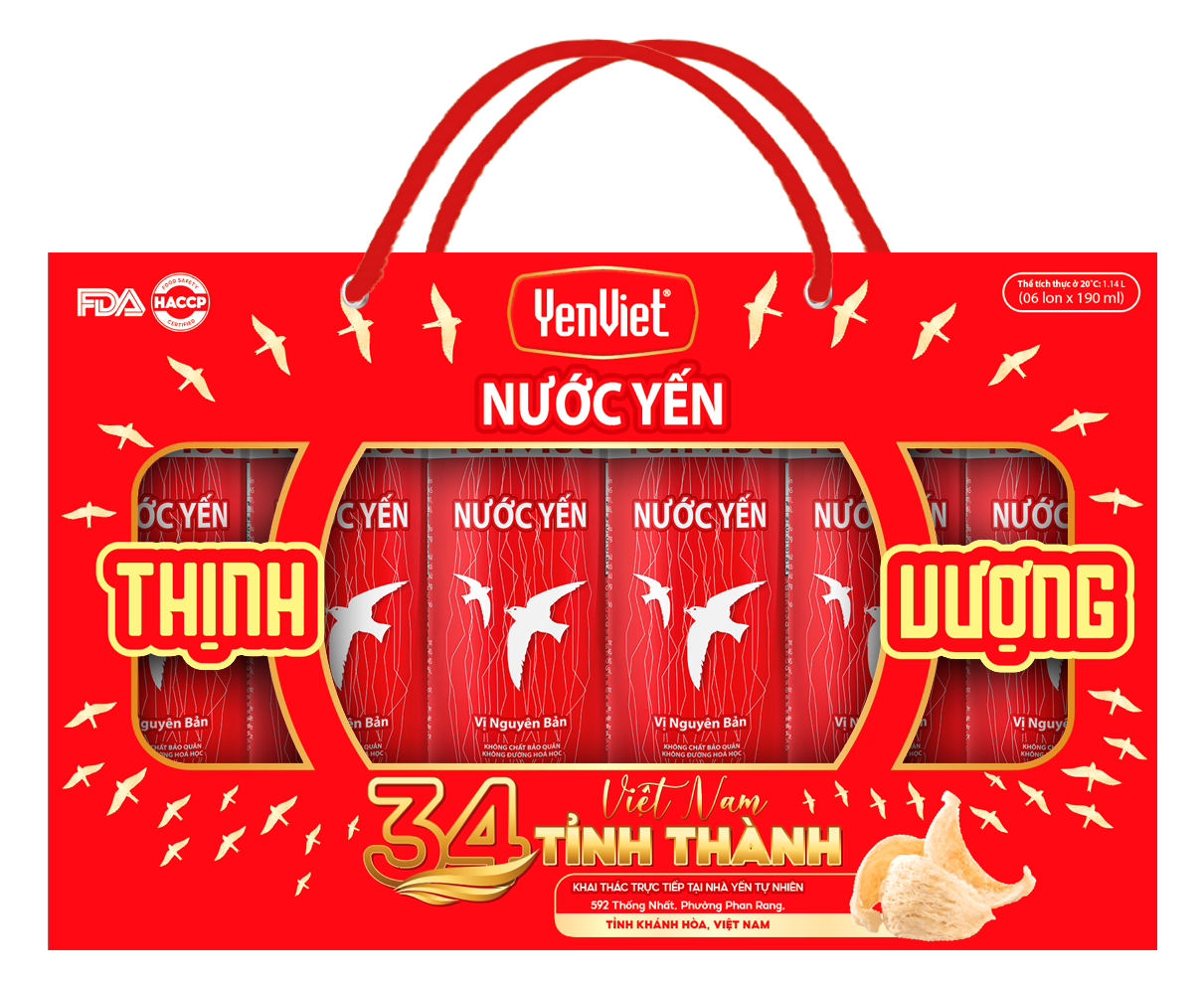 Nước Yến YenViet Vị Nguyên Bản [Hộp Quà Tặng 06 lon x 190ml]