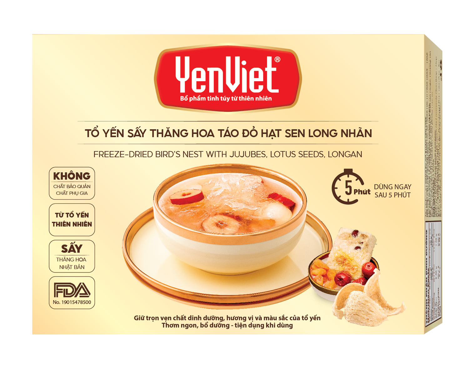 Tổ Yến Sấy Thăng Hoa- Táo Đỏ, Hạt Sen, Long Nhãn [Hộp 1 Viên]