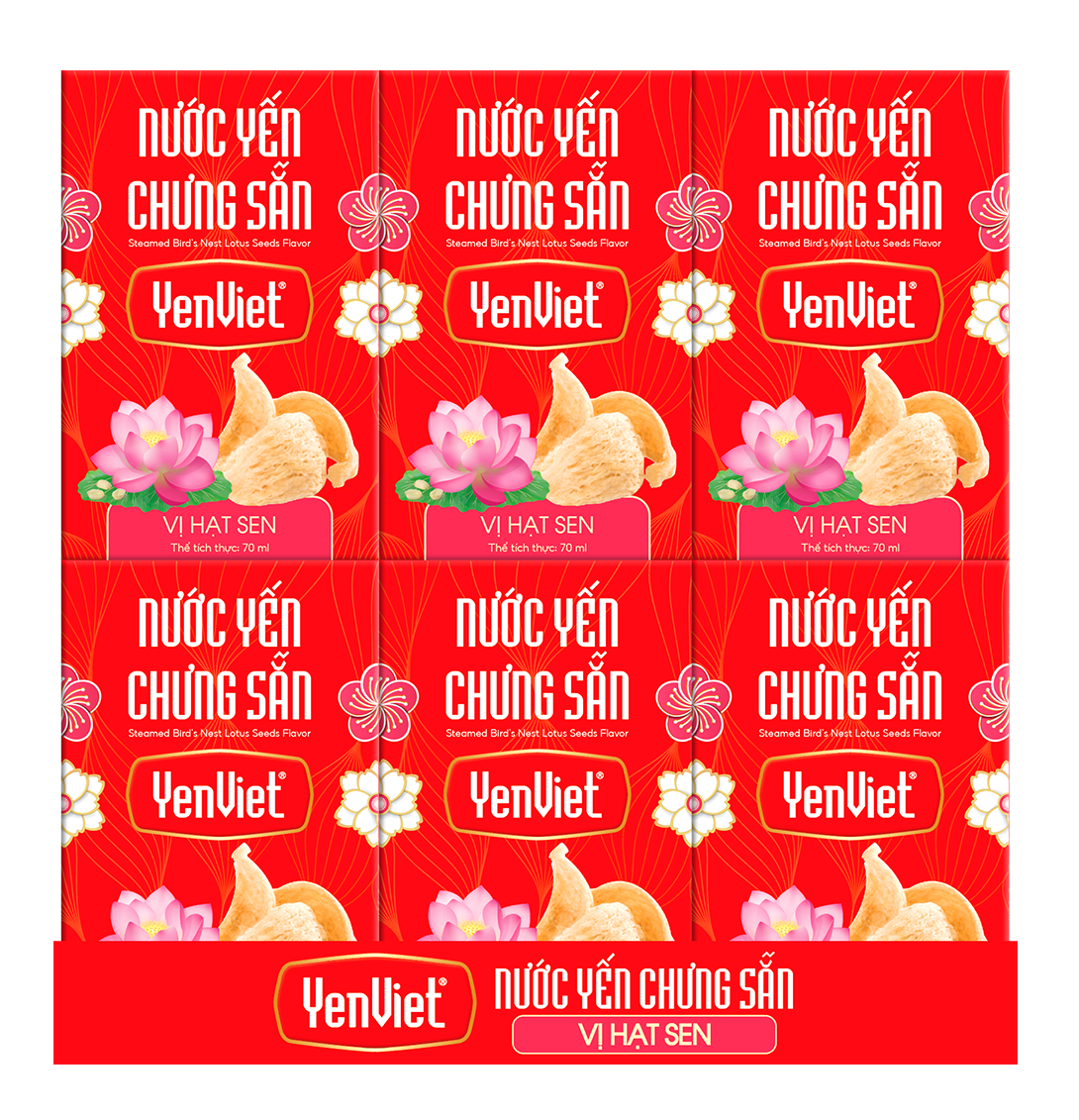 Nước Yến Chưng Sẵn vị Hạt Sen [Khay 06 lọ - 70ml]