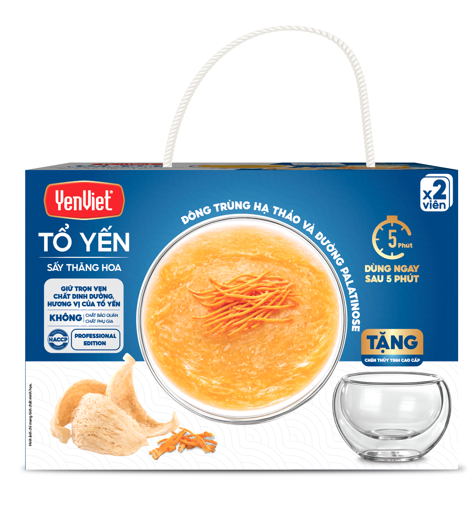 Tổ Yến Sấy Thăng Hoa- Đông Trùng Hạ Thảo & Đường Palatinose [Hộp 2 Viên]