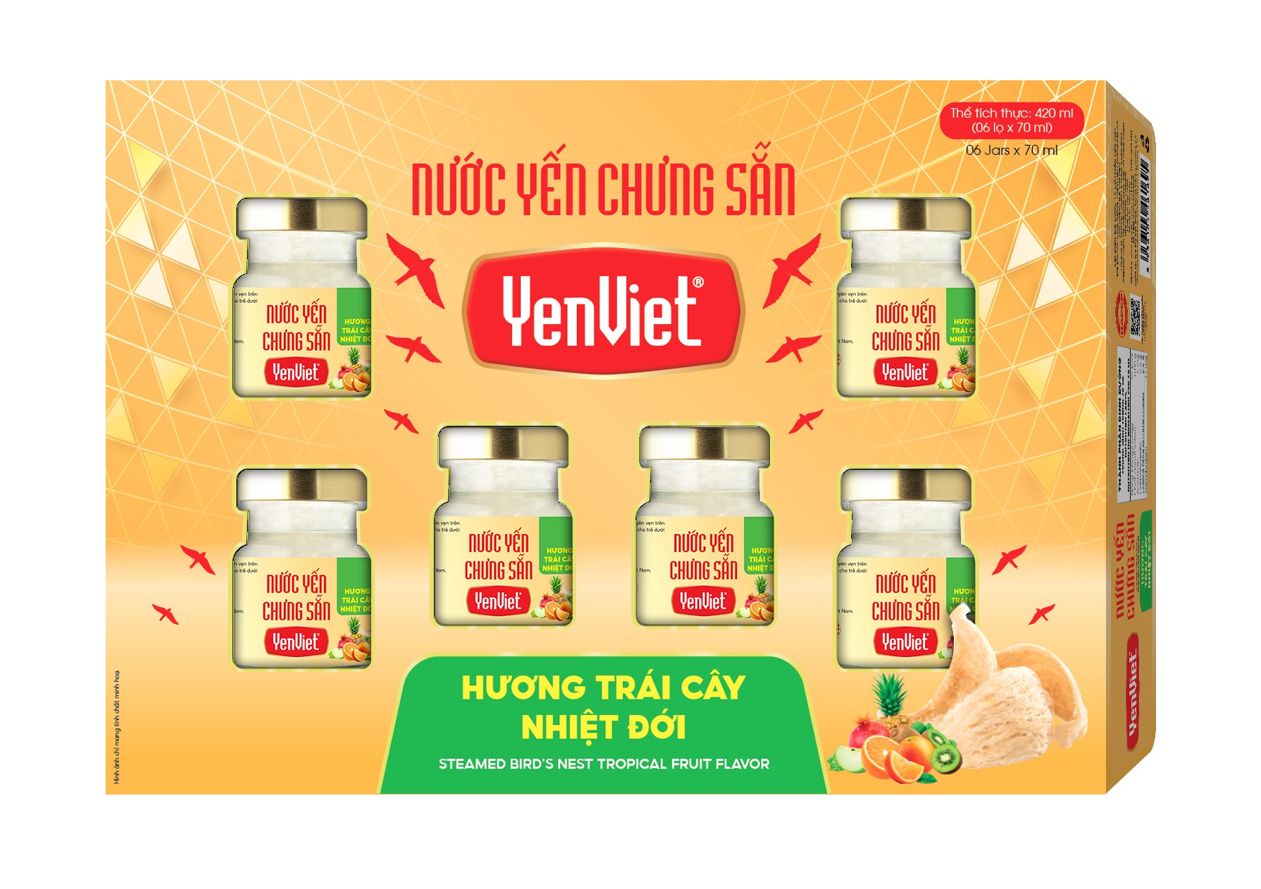 Nước Yến Chưng Sẵn Hương Trái Cây Nhiệt Đới - Khay 06 lọ x 70ml