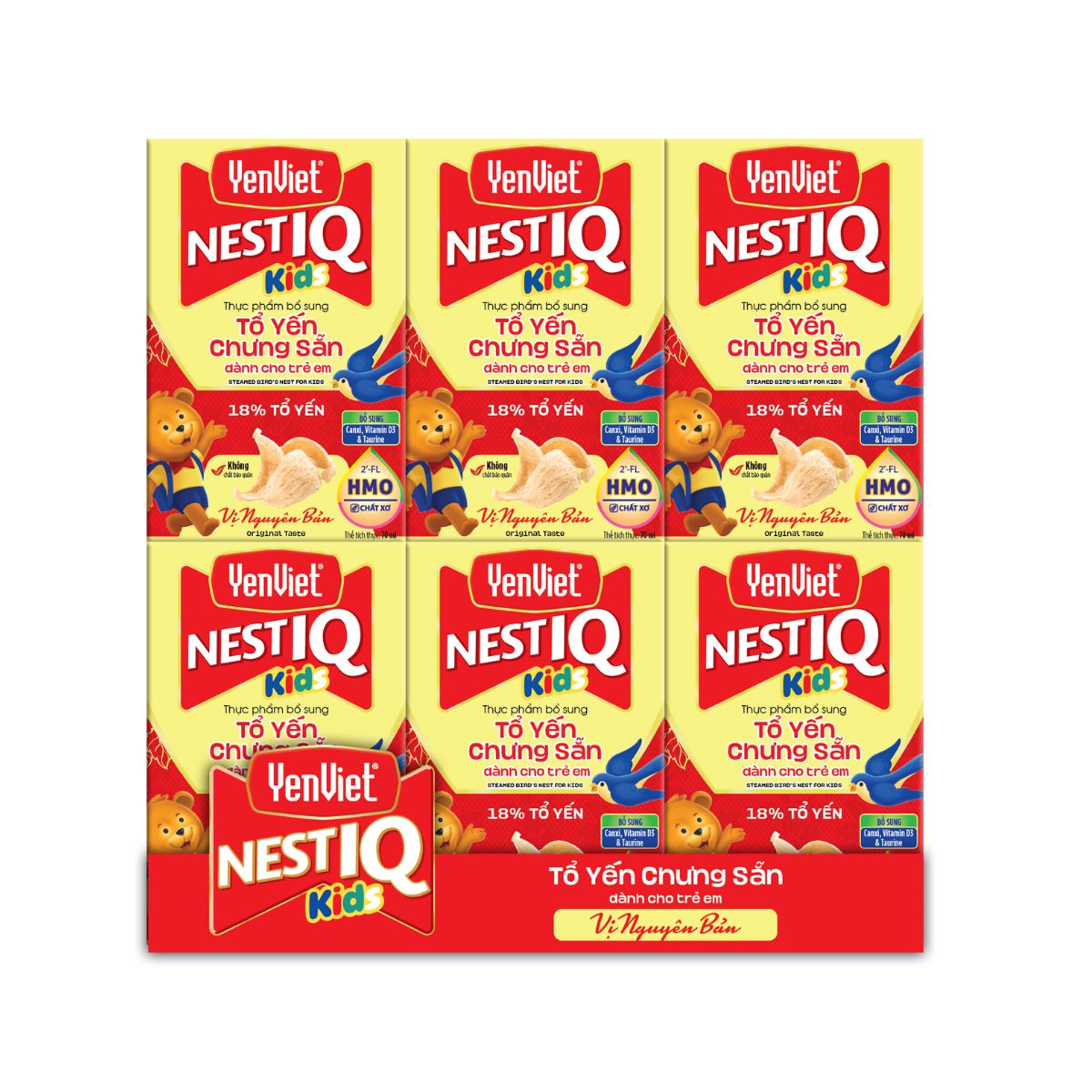 Tổ Yến Chưng Sẵn Trẻ Em NestIQ Vị Nguyên Bản (18% Tổ Yến) [Khay 06 lọ - 70ml]