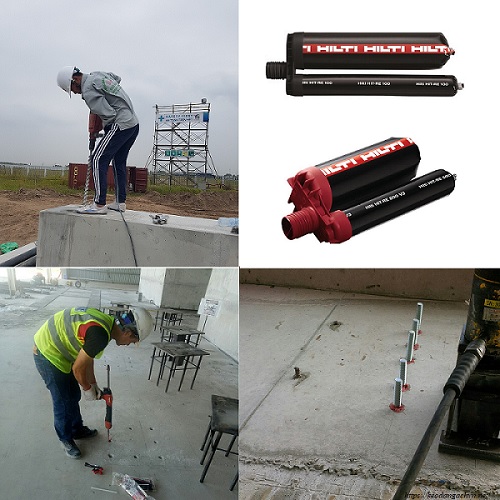 quá trình khoan cấy keo hilti