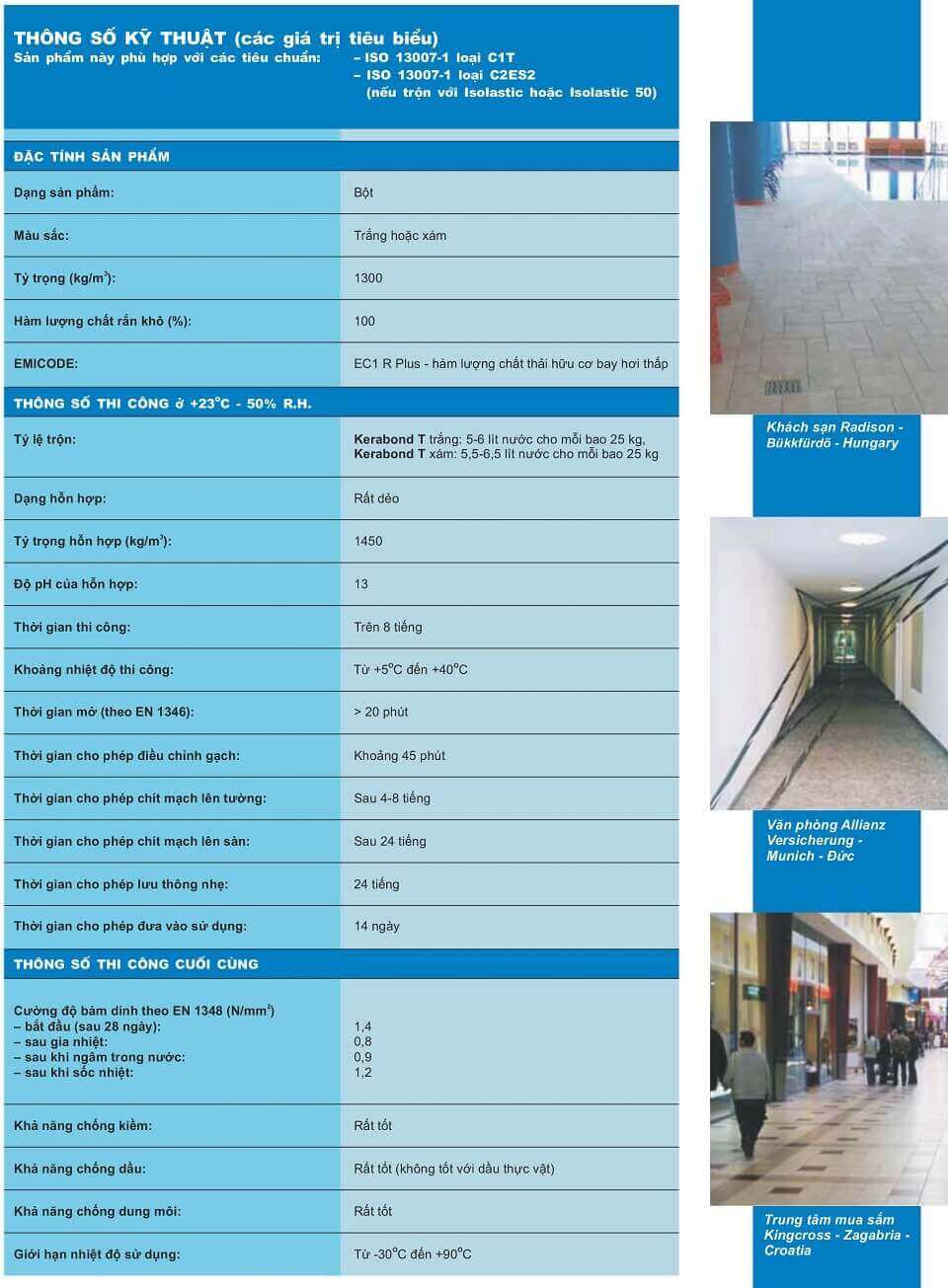 thông số kỹ thuật Mapei Kerabond T