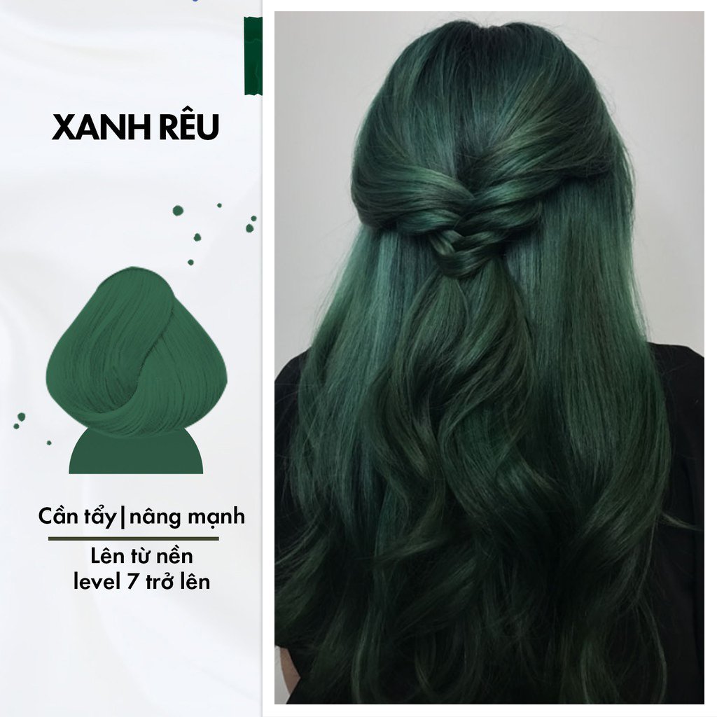 Sử dụng thuốc nhuộm tóc dạng tuýp màu xanh rêu là cách giúp bạn tạo nên bộ tóc đẹp đầy nét cá tính và nổi bật. Với sản phẩm này, bạn có thể nhanh chóng tô điểm cho mái tóc của mình một chút sáng tạo mà không cần đến tiệm làm tóc.