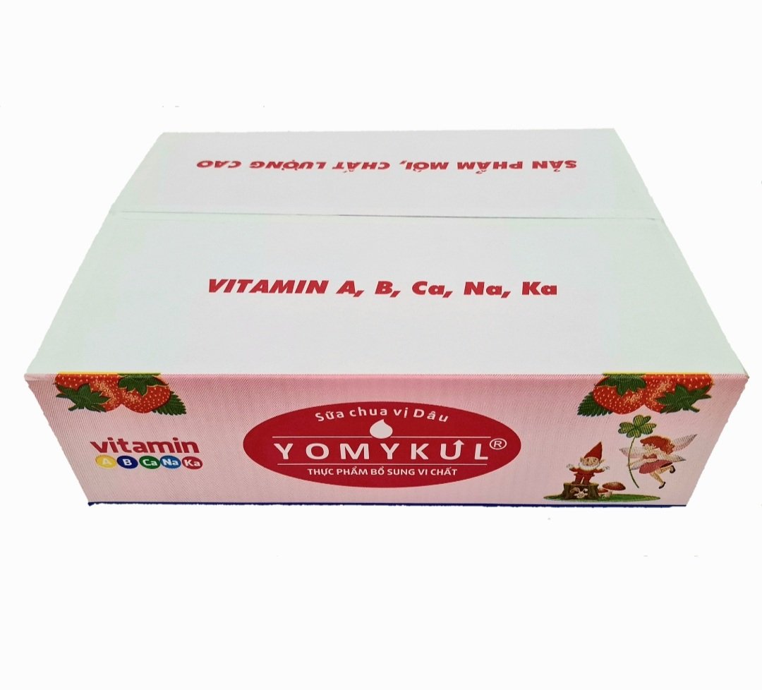 THÙNG SỮA CHUA VITAMIN YOMYKUL DÂU
