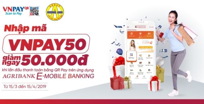 GIẢM 50.000Đ KHI THANH TOÁN BẰNG QR PAY BẰNG AGRIBANK E-MOBILE BANKING