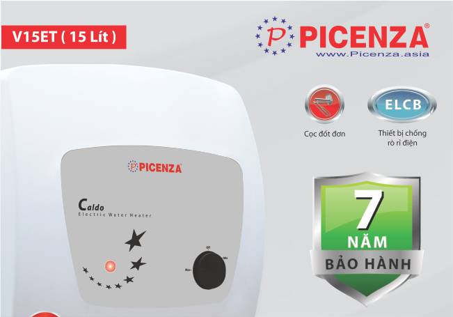 Bình nóng lạnh Picenza V15ET 15L