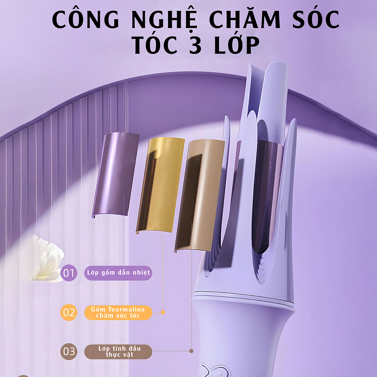 [Chính Hãng] Máy uốn tóc tự động, máy làm tóc xoăn Yohiiso gốm sứ cao cấp chống bỏng, máy làm tóc size 32mm