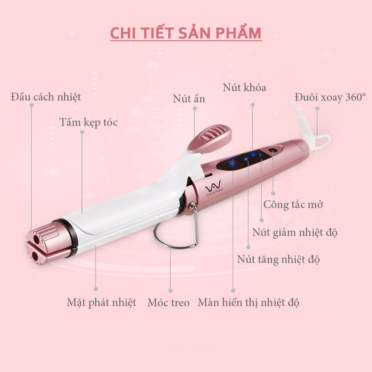 Máy Ép/ Uốn Tóc Bảng Điều Khiển Cảm Ứng VIVID&VOGUE®️ VAV-C203