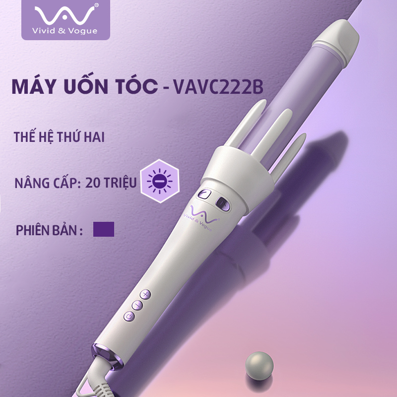 MÁY UỐN TÓC XOĂN XOAY TỰ ĐỘNG VIVID&VOGUE VER 2.0 C222B/ Màu tím