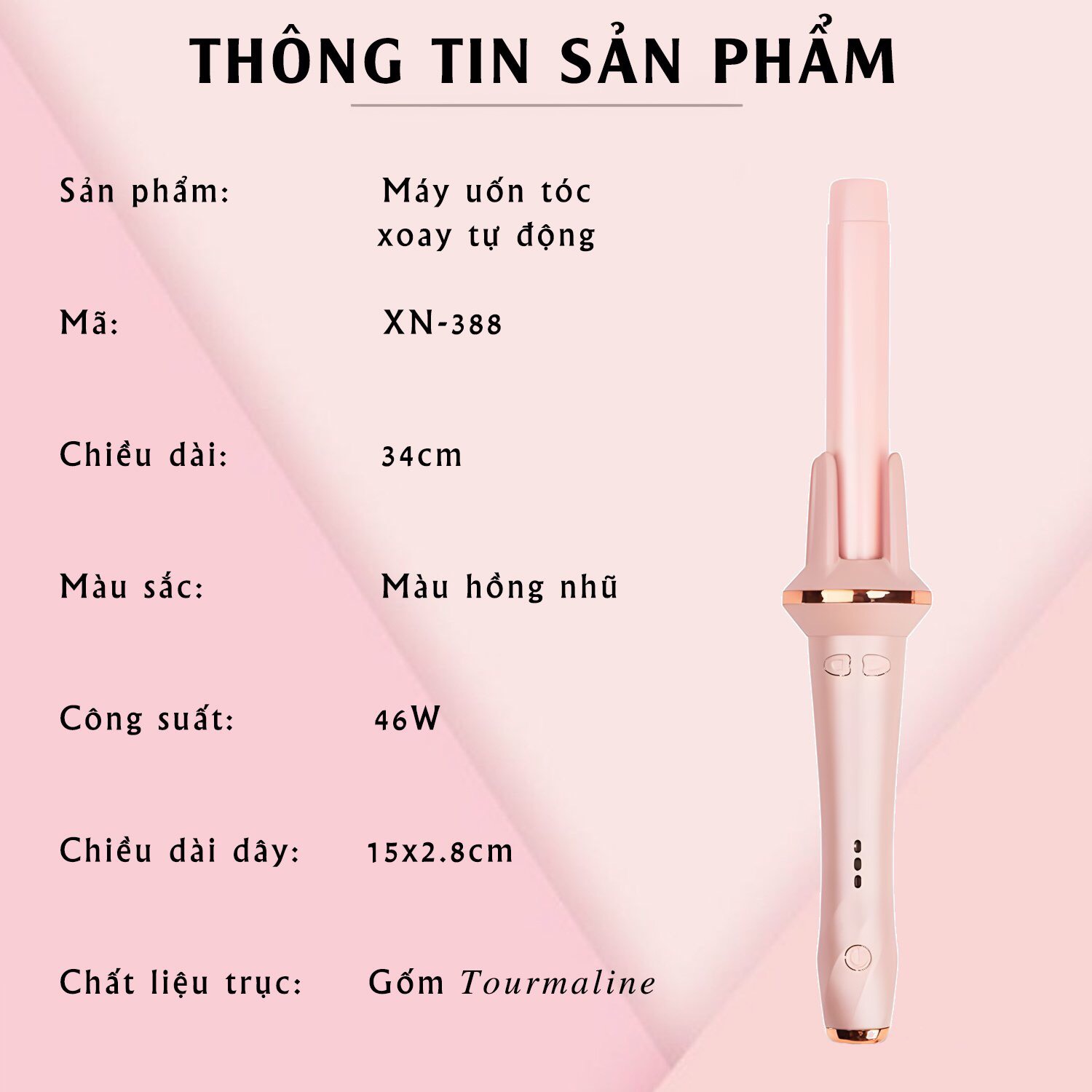 [Chính Hãng BH 1 đổi 1] Máy uốn tóc tự động, máy làm tóc xoăn xoay size 28mm gốm Tourmaline không hư tổn tóc