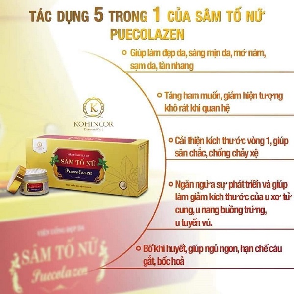 Sâm tố nữ Puecolazen có tác dụng gì