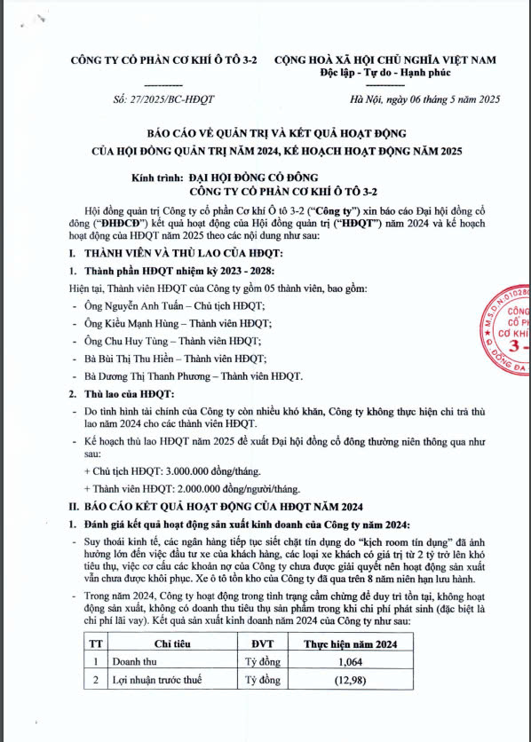 SỐ 27/2025/BC-HĐQT NGÀY 6/5/2025 