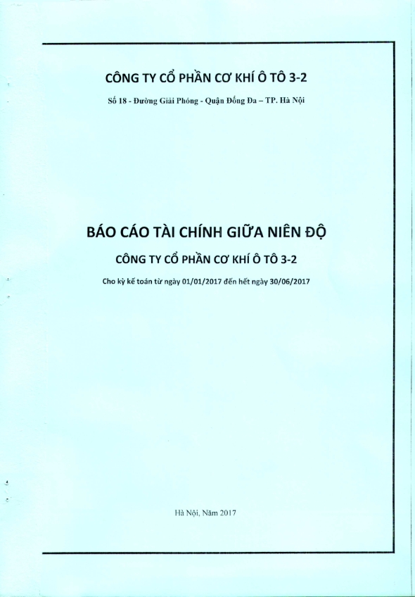 Báo cáo tài chính giữa niên độ cho kỳ kế toán từ 1/1/2017 đến hết 30/6/2017