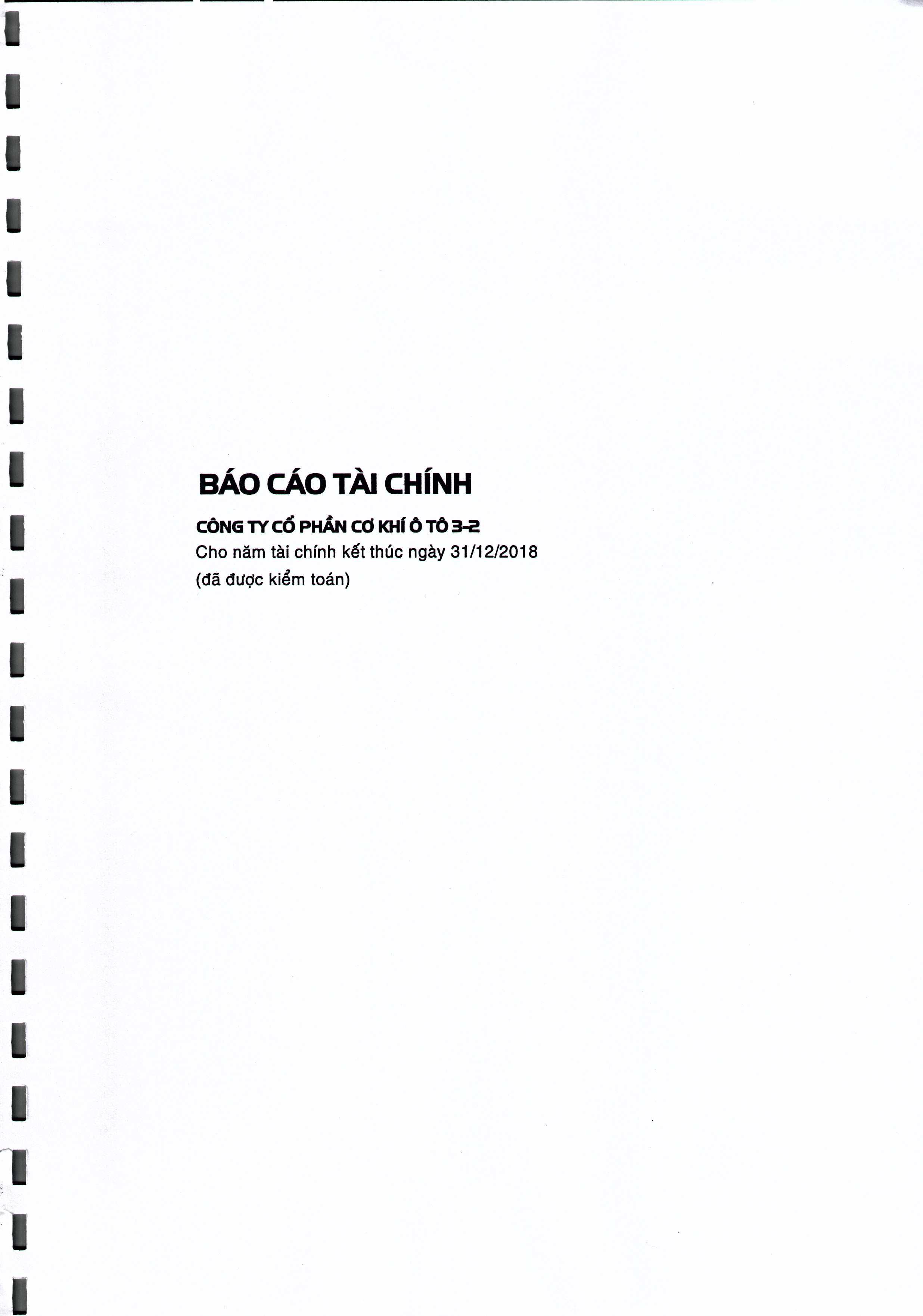 BÁO CÁO TÀI CHÍNH 2018 ĐÃ ĐƯỢC KIỂM TOÁN - CÔNG TY CỔ PHẦN CƠ KHÍ Ô TÔ 3-2