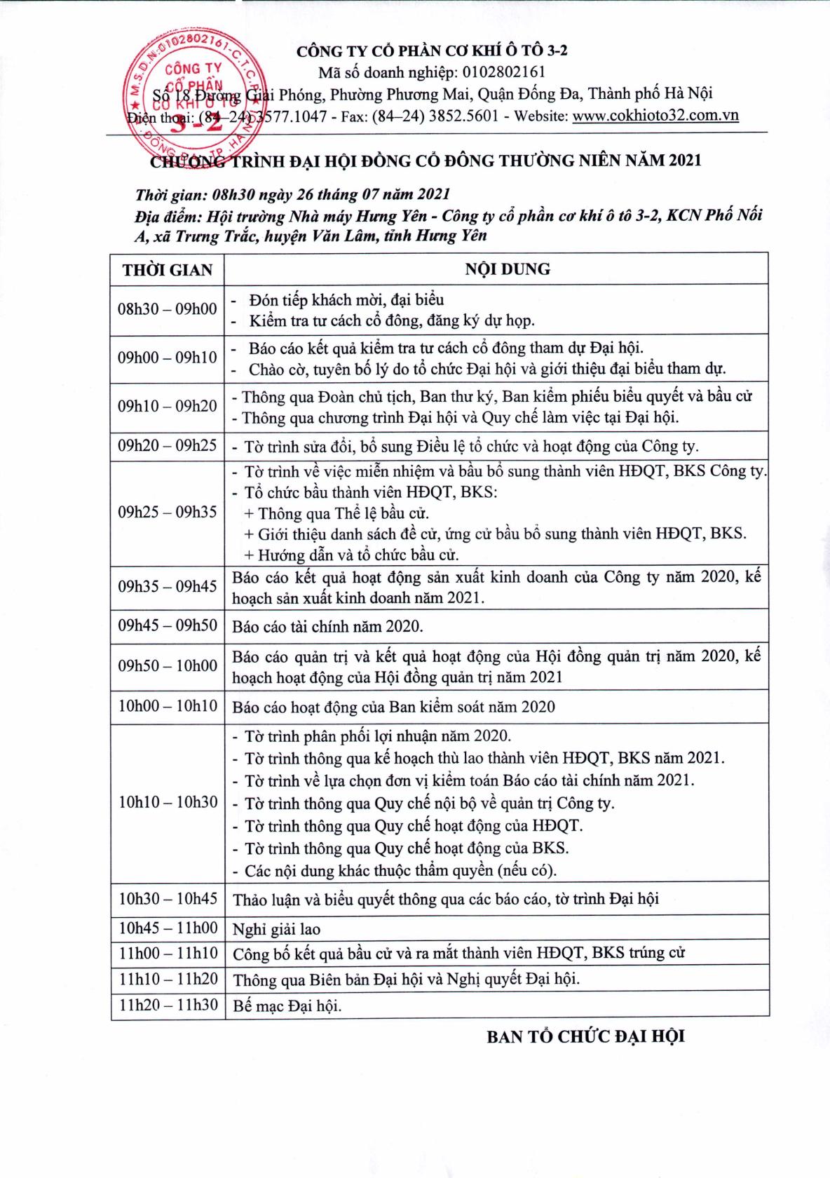 Chương trình ĐHĐCĐ thường niên năm 2021 - Bản sửa đổi