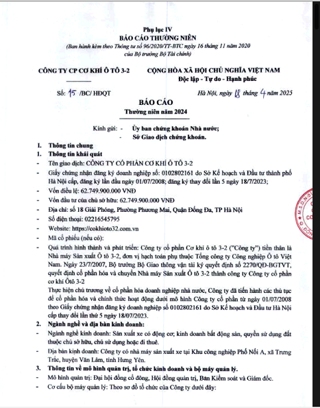 Số 15/BC/HĐQT ngày 18/4/2025 