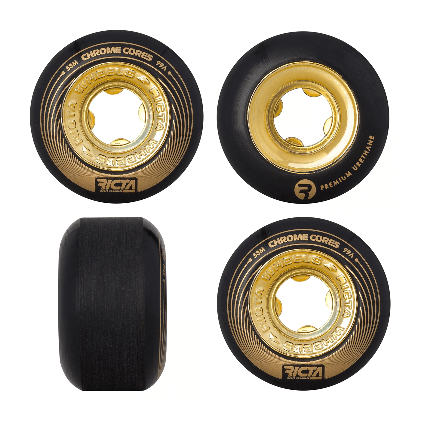 RICTA CHROME CORE BLACK GOLD 99A WHEELS 53MM