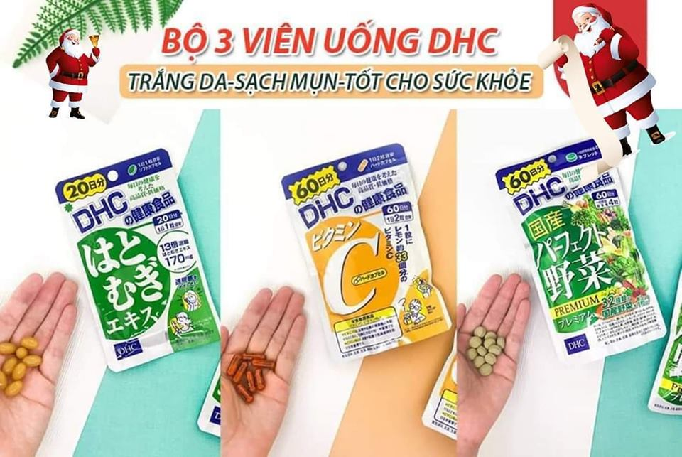3 viên uống nổi bật nhất đến từ DHC Nhật Bản: DHC trắng da, DHC rau củ và DHC vitamin C